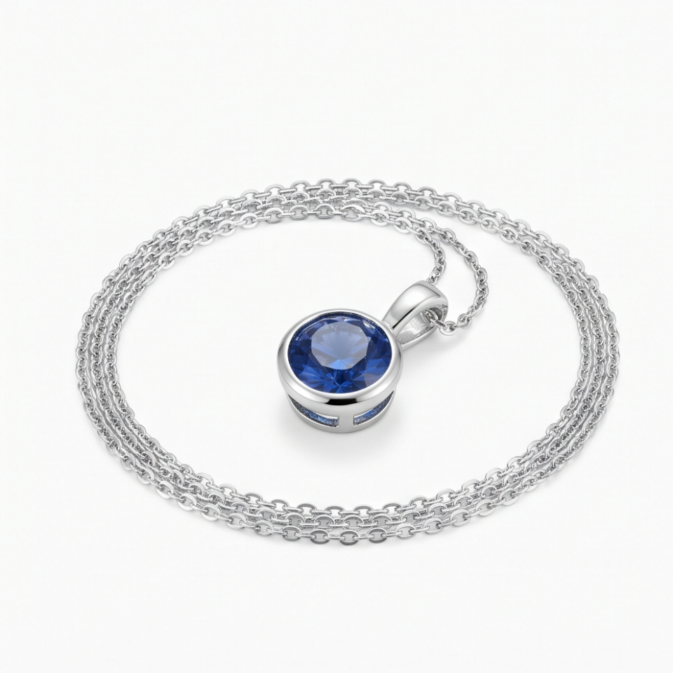 Round-Cut Sapphire Solitaire Pendant