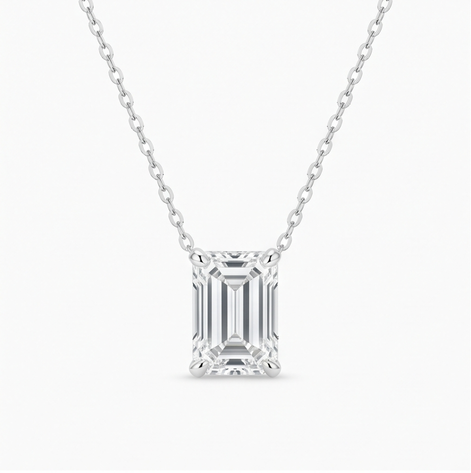 Emerald-Cut Diamond Solitaire Pendant