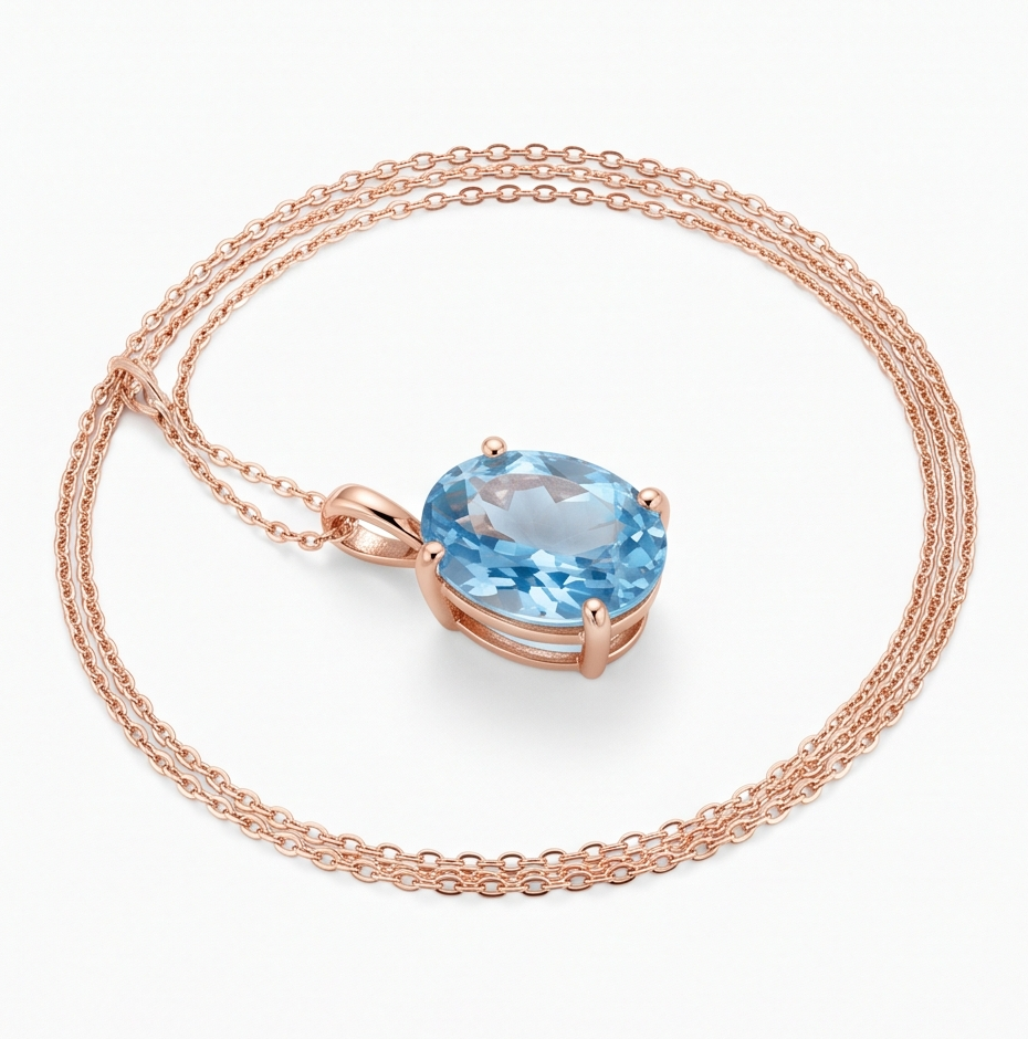 Oval-Cut Topaz Solitaire Pendant