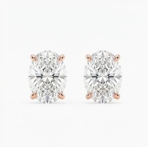 Oval-Cut Diamond Stud Earrings