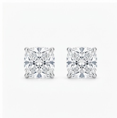Cushion-Cut Diamond Stud Earrings