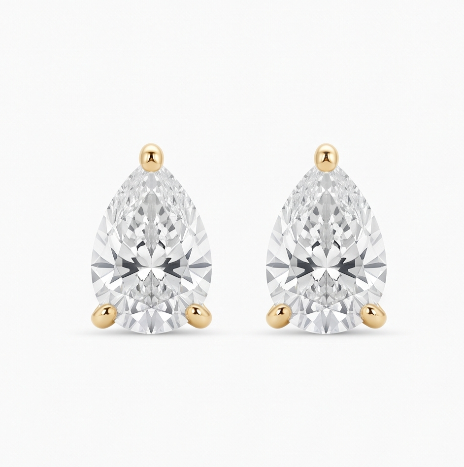 Pear-Cut Diamond Stud Earrings