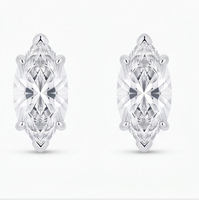 Marquise-Cut Diamond Stud Earrings