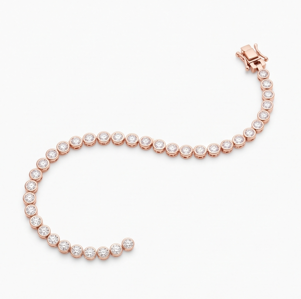Bezel-Set Diamond Tennis Bracelet