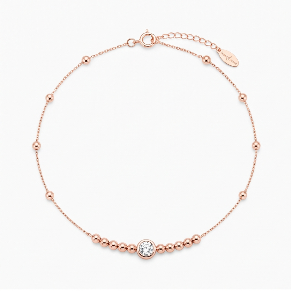 Rose Gold Beaded Anklet