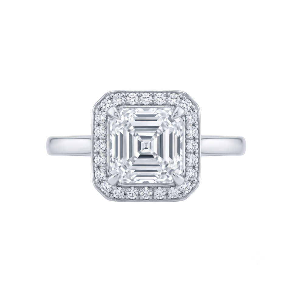 Asscher-Cut Halo Engagement Ring