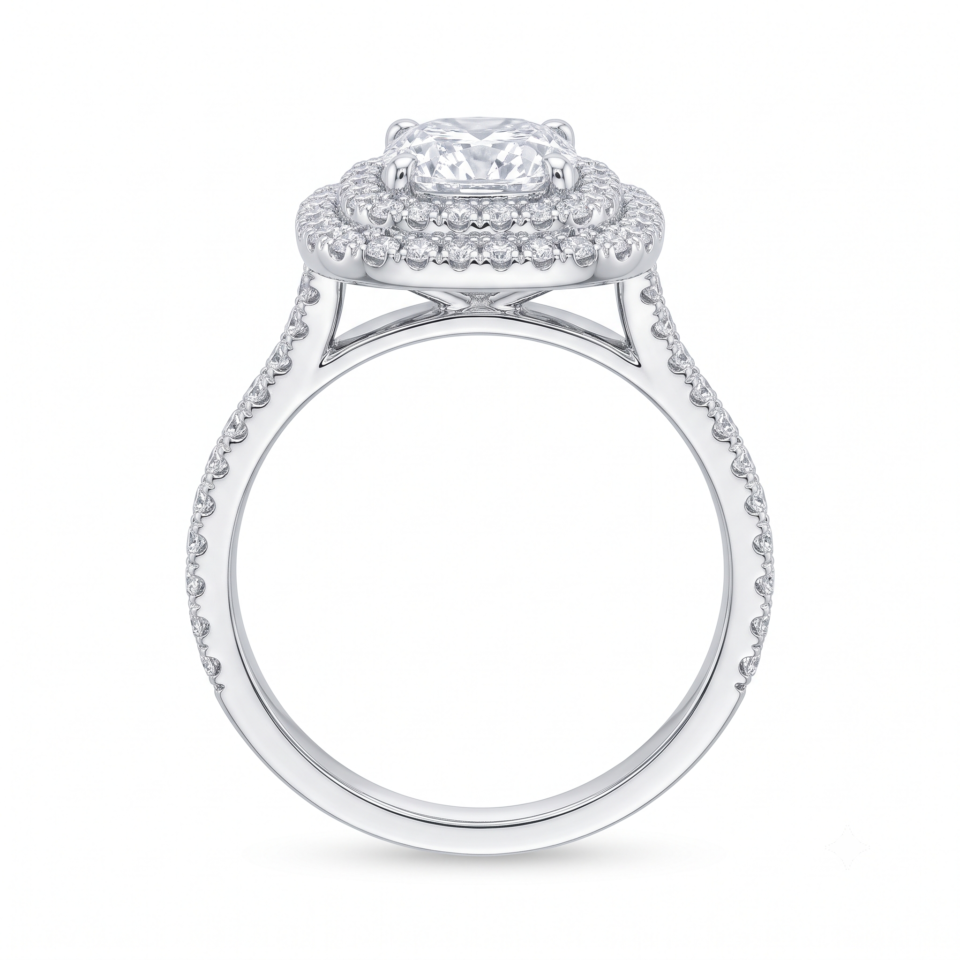 Cushion-Cut Double Halo Engagement Ring