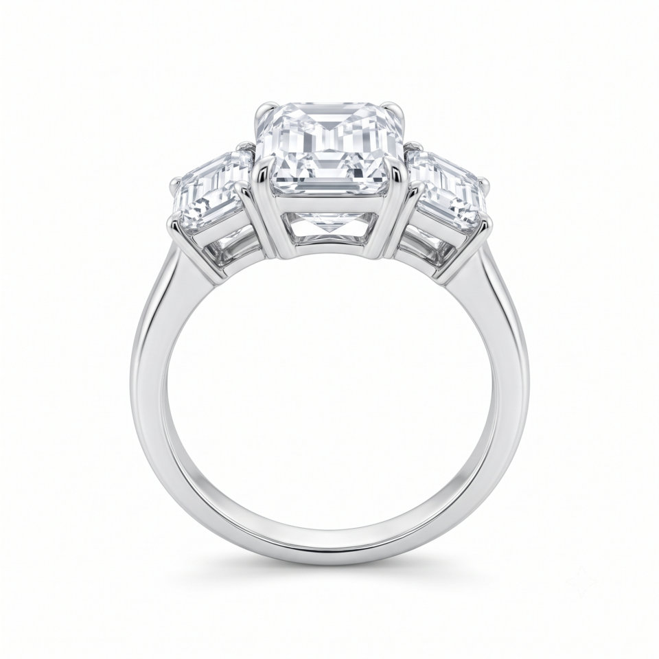 Emerald-Cut Three-Stone Engagement Ring