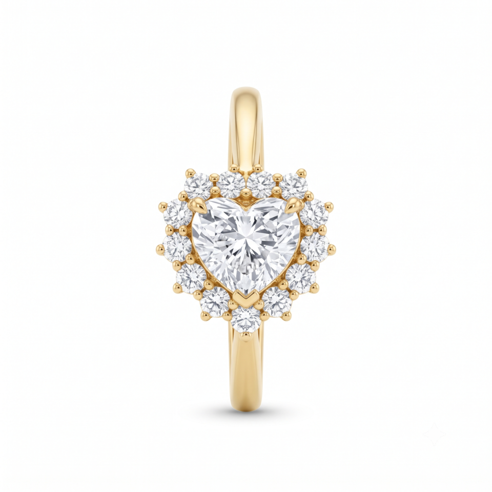 Heart-Cut Cluster Engagement Ring