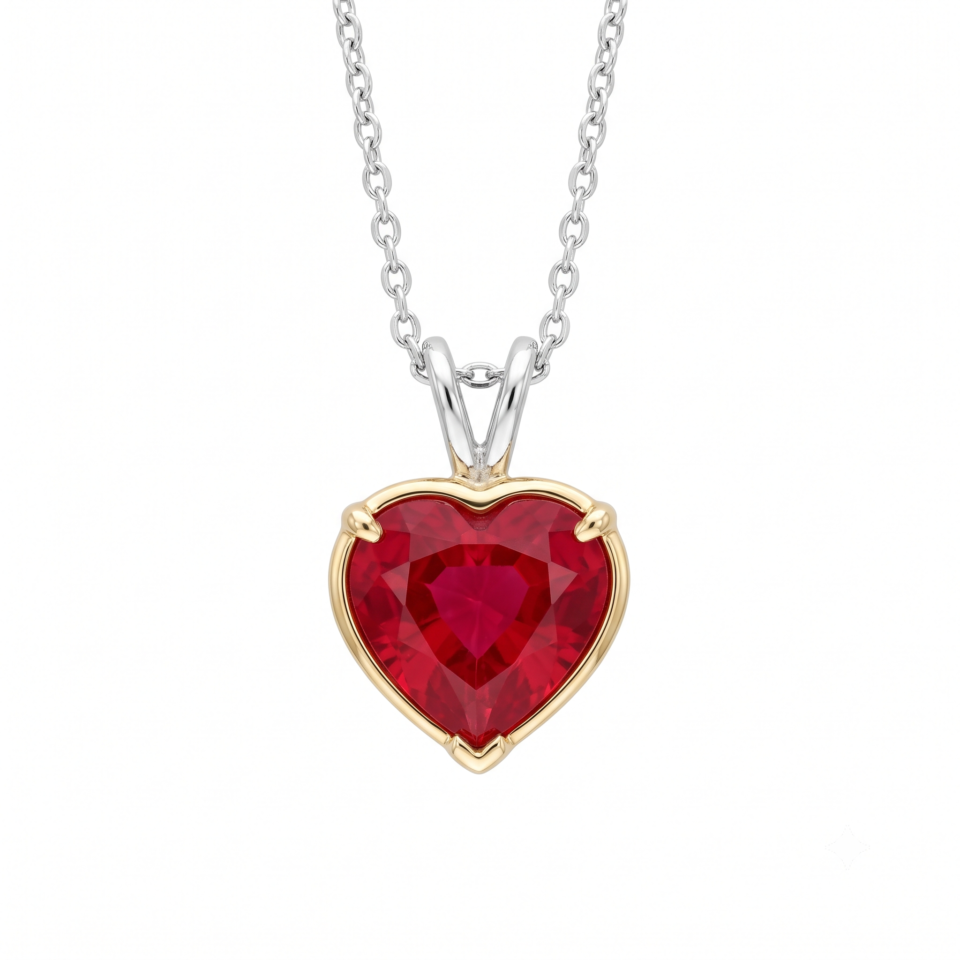 Heart-Cut Ruby Solitaire Pendant