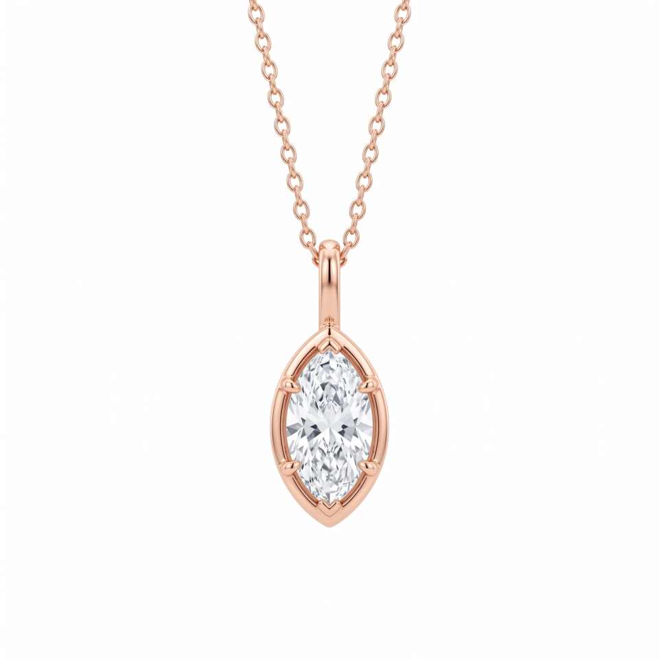Marquise-Cut Diamond Solitaire Pendant