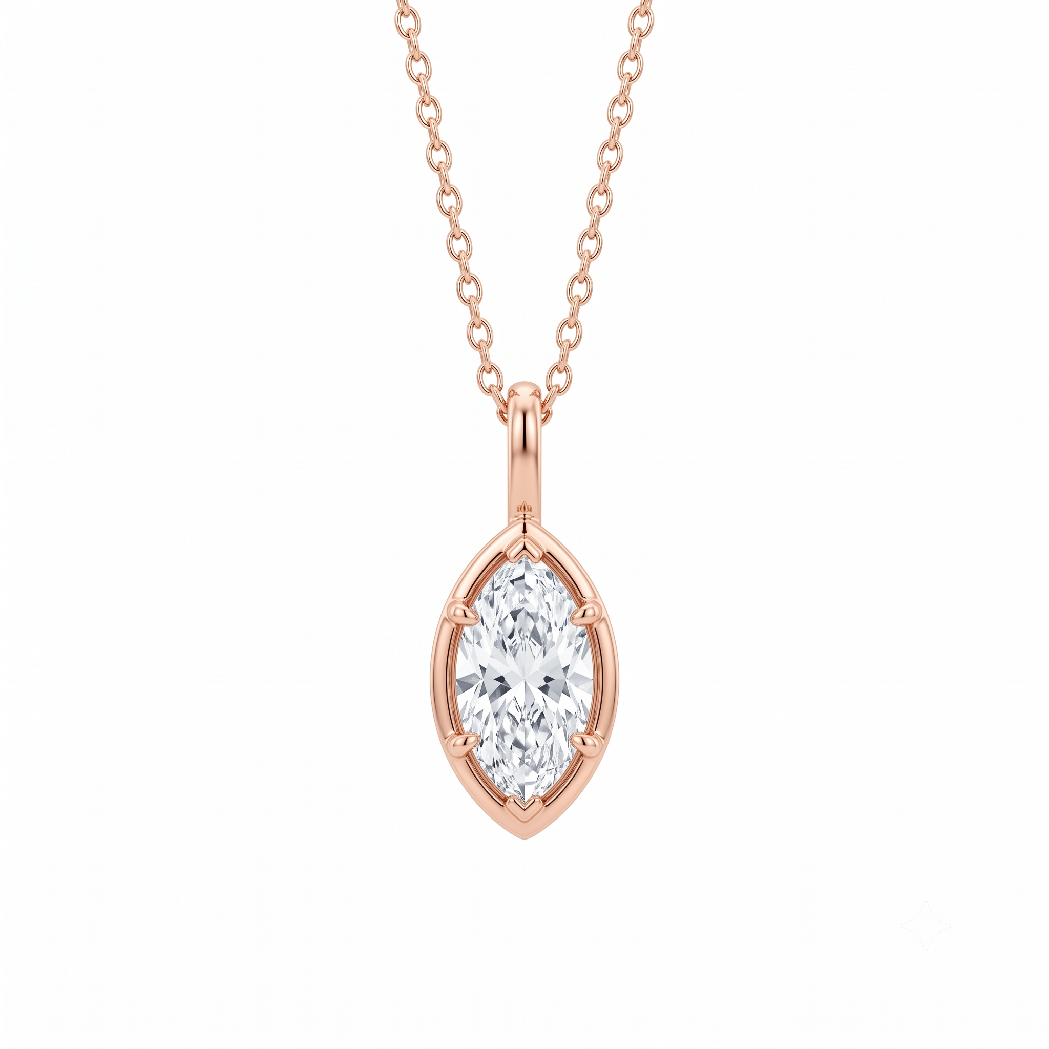 Marquise-Cut Diamond Solitaire Pendant-2