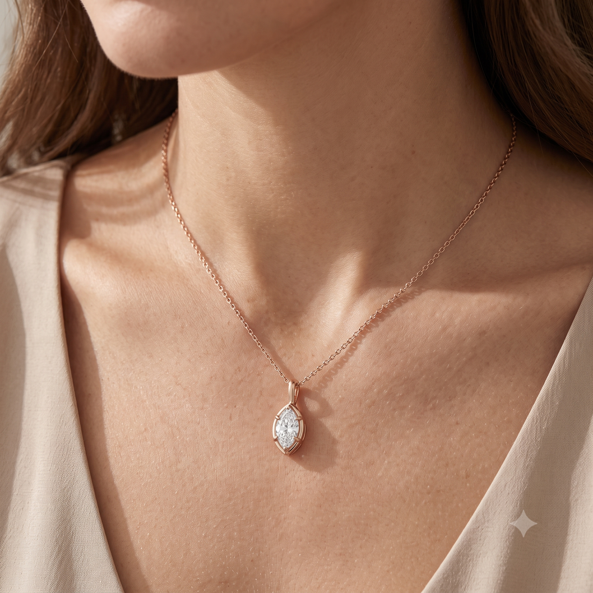 Marquise-Cut Diamond Solitaire Pendant-3