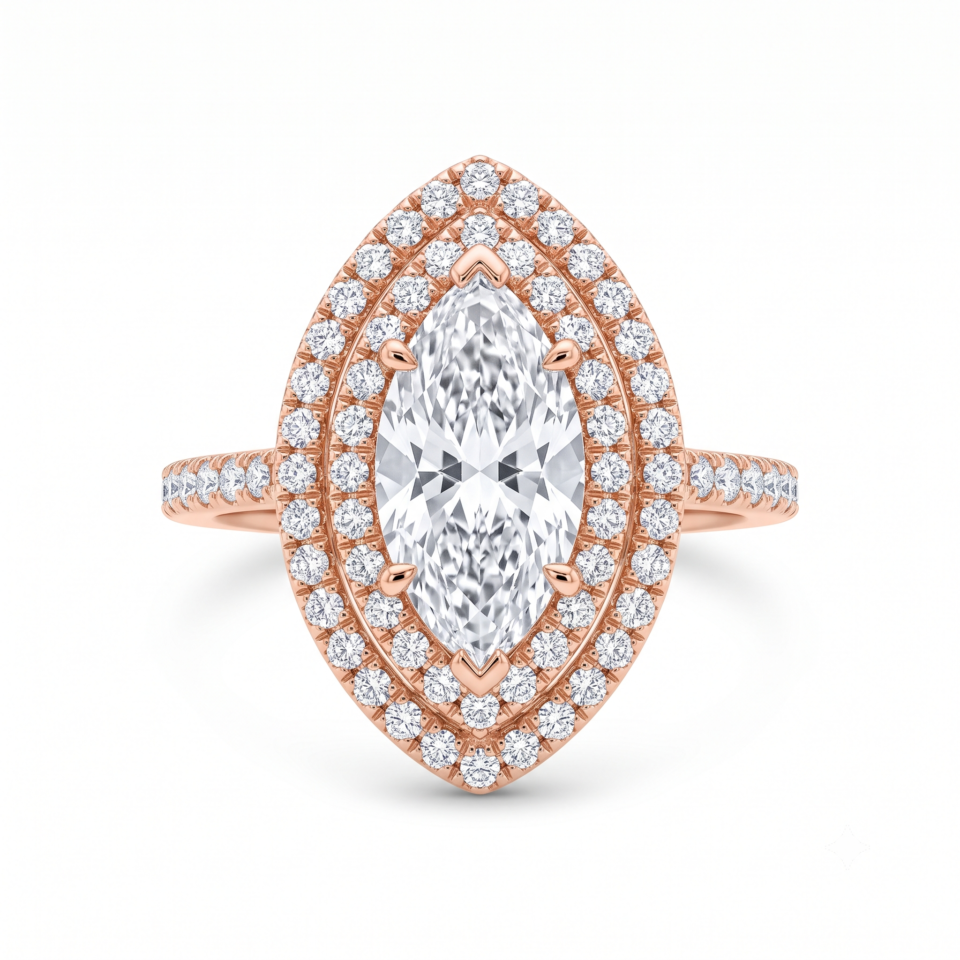 Marquise-Cut Double Halo Engagement Ring