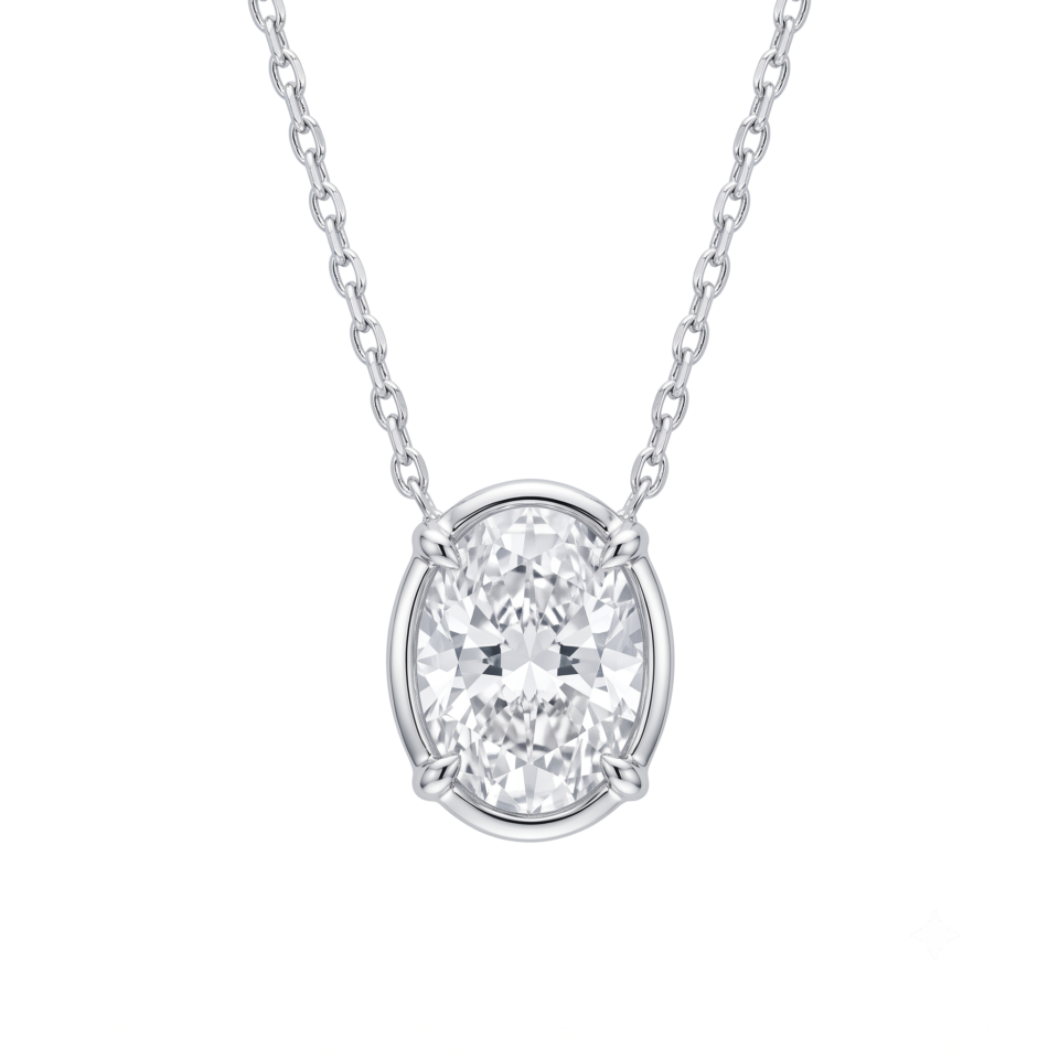 Oval-Cut Diamond Solitaire Pendant