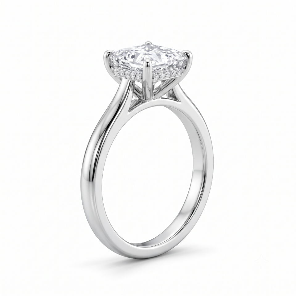 Princess-Cut Hidden Halo Engagement Ring