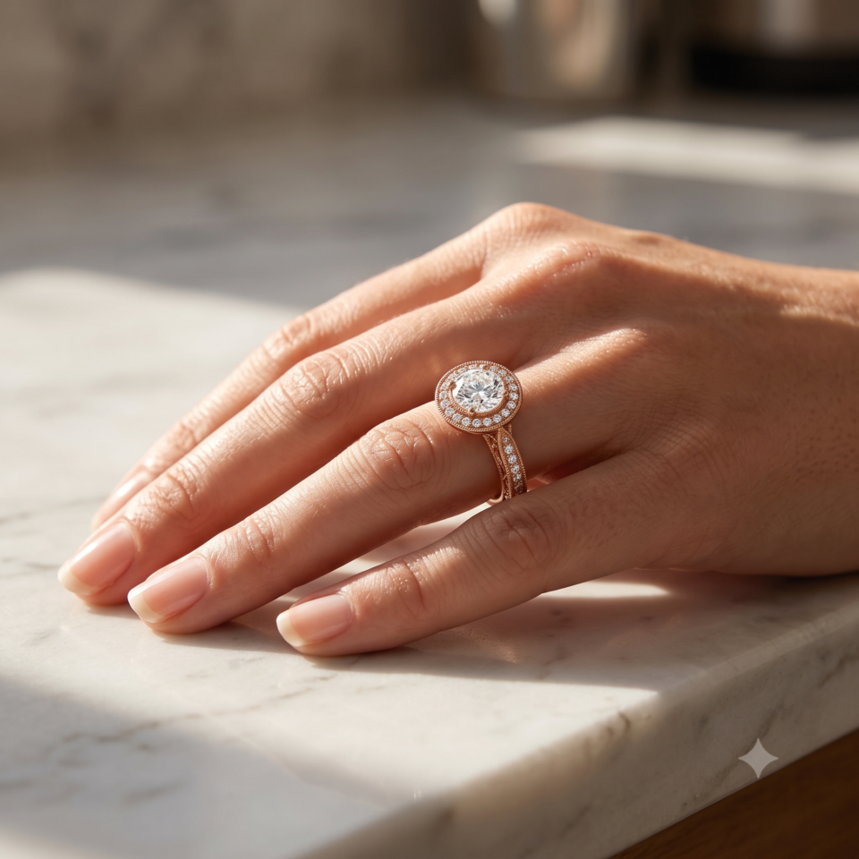 Round-Cut Vintage Halo Engagement Ring